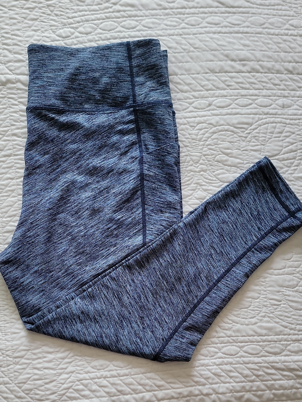 Ideology Plus Size 1X Heathered Activewear Leggings Blue Gray Black Athleisure